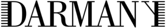 The word "DARMANY" in black capital letters, with comb-like lines extending vertically from the left side of each letter.